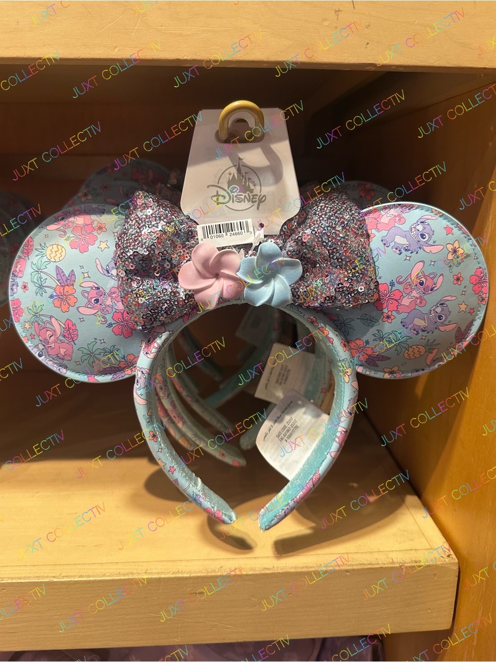 Disney Parks Disneyland Stitch and Angel Floral Sequin Minnie Ears Headband